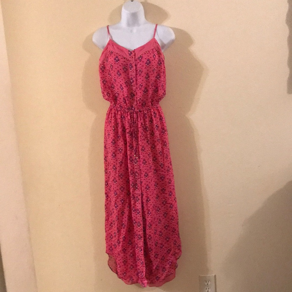 Juicy Couture Pink floral drawstring dress with buttons  sz 0